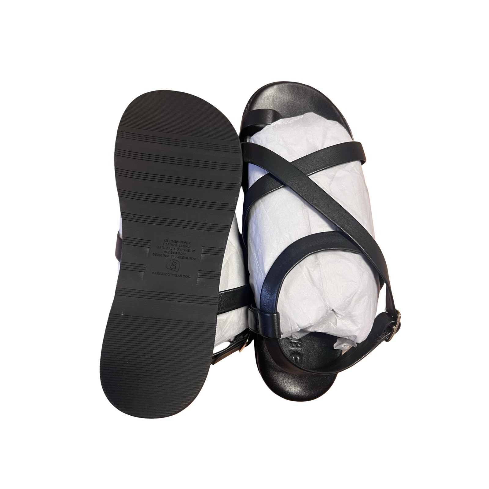 Bared Footwear Nicator Black Leather Sandals Size 41 Nib Swimwear — image 5 of 8